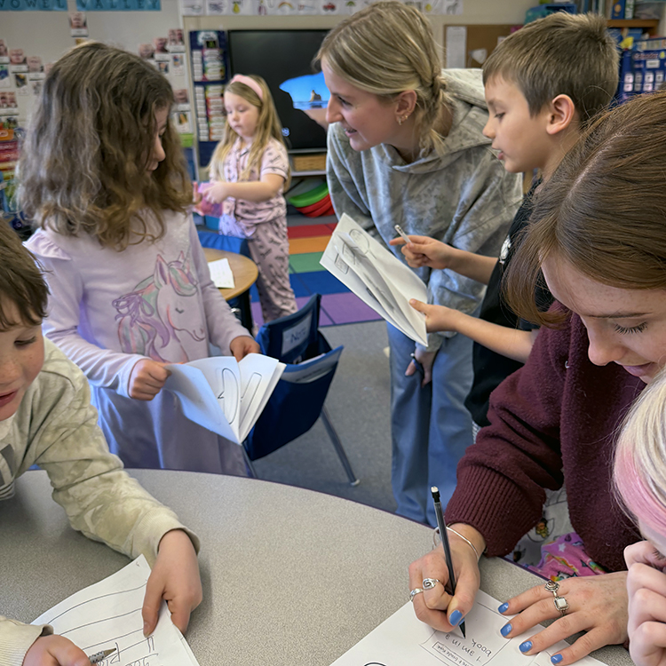 ConVal students visiting PES classrooms